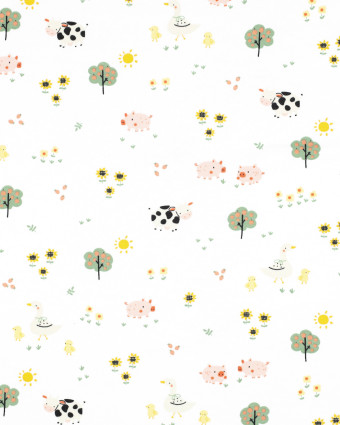 Jersey Coton Bio Motif Animaux de la Ferme - Mercerine