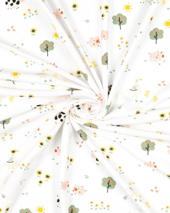 Jersey Coton Bio Motif Animaux de la Ferme - Mercerine