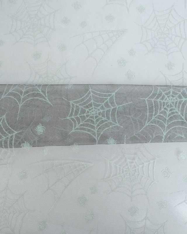 Tissu Halloween Tulle Pailleté Araignée - Mercerine