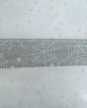 Tissu Halloween Tulle Pailleté Araignée - Mercerine