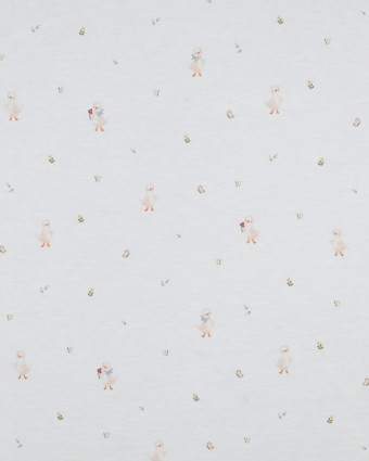 Jersey Coton Bio Motif Petite Oie Blanc - Mercerine