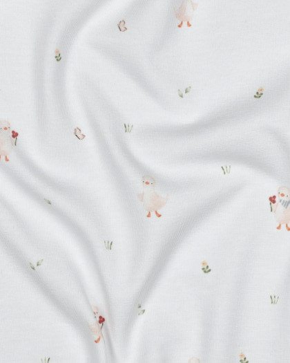 Jersey Coton Bio Motif Petite Oie Blanc - Mercerine