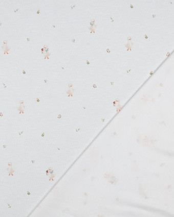 Jersey Coton Bio Motif Petite Oie Blanc - Mercerine