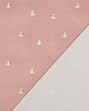 Jersey Coton Bio Motif Petite Oie Rose - Mercerine