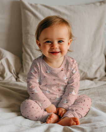 Jersey Coton Bio Motif Petite Oie Rose - Mercerine