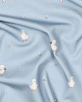 Jersey Coton Bio Motif Petite Oie Bleu