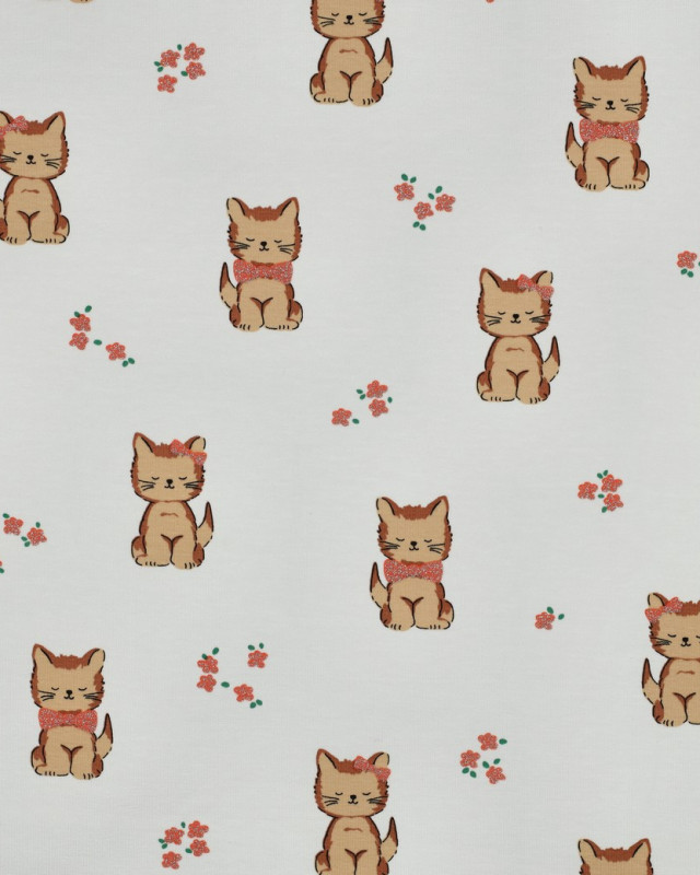 Jersey de Coton Petit Chat Pailleté Blanc - Mercerine