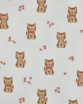 Jersey de Coton Petit Chat Pailleté Blanc - Mercerine