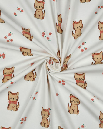 Jersey de Coton Petit Chat Pailleté Blanc - Mercerine