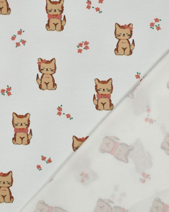 Jersey de Coton Petit Chat Pailleté Blanc - Mercerine
