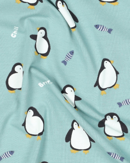 Jersey de Coton Pingouin Bleu Vert - Mercerine