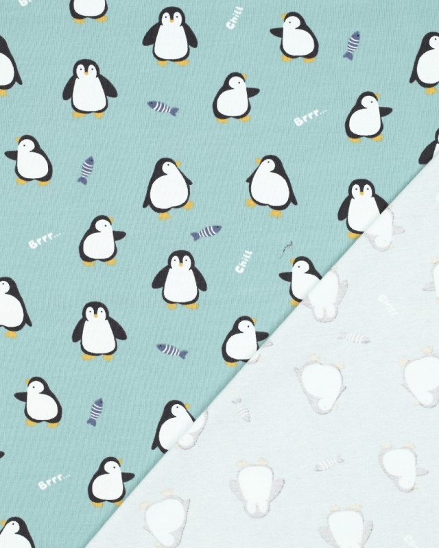 Jersey de Coton Pingouin Bleu Vert - Mercerine