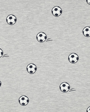 Tissu Jersey Motif Ballon de Foot Gris Chiné - Mercerine