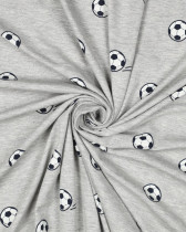 Tissu Jersey Motif Ballon de Foot Gris Chiné