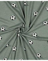 Tissu Jersey Motif Ballon de Foot Céladon