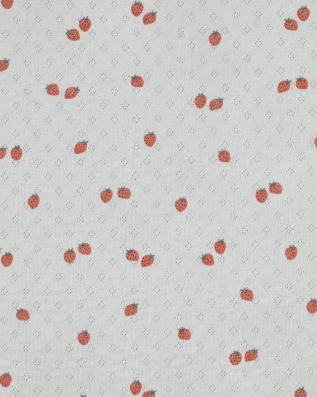 Jersey Maille Pointelle Motif Fraises - Mercerine