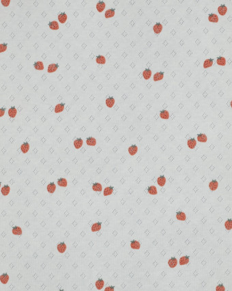 Jersey Maille Pointelle Motif Fraises - Mercerine