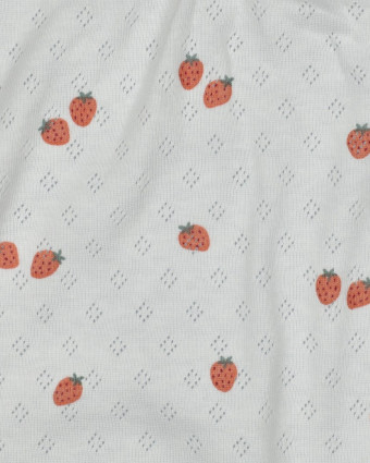Jersey Maille Pointelle Motif Fraises - Mercerine