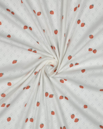 Jersey Maille Pointelle Motif Fraises - Mercerine