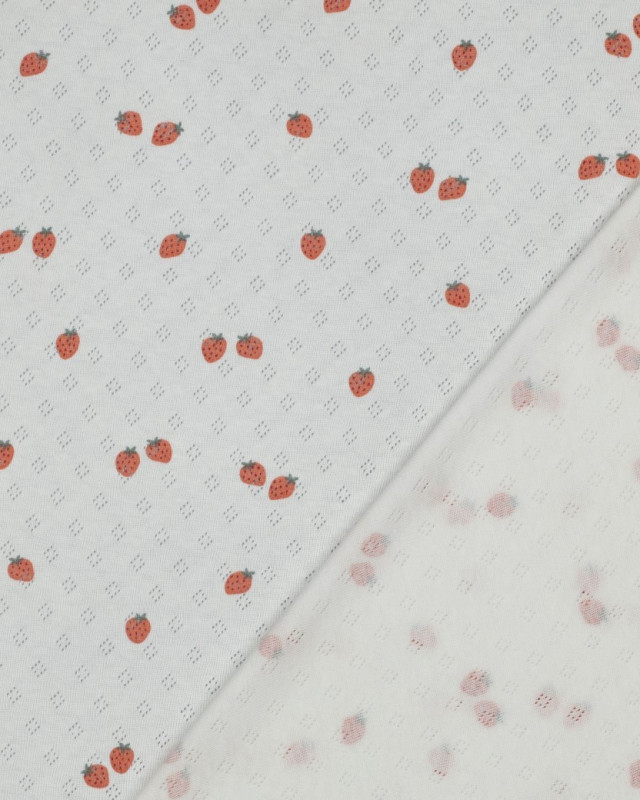 Jersey Maille Pointelle Motif Fraises - Mercerine