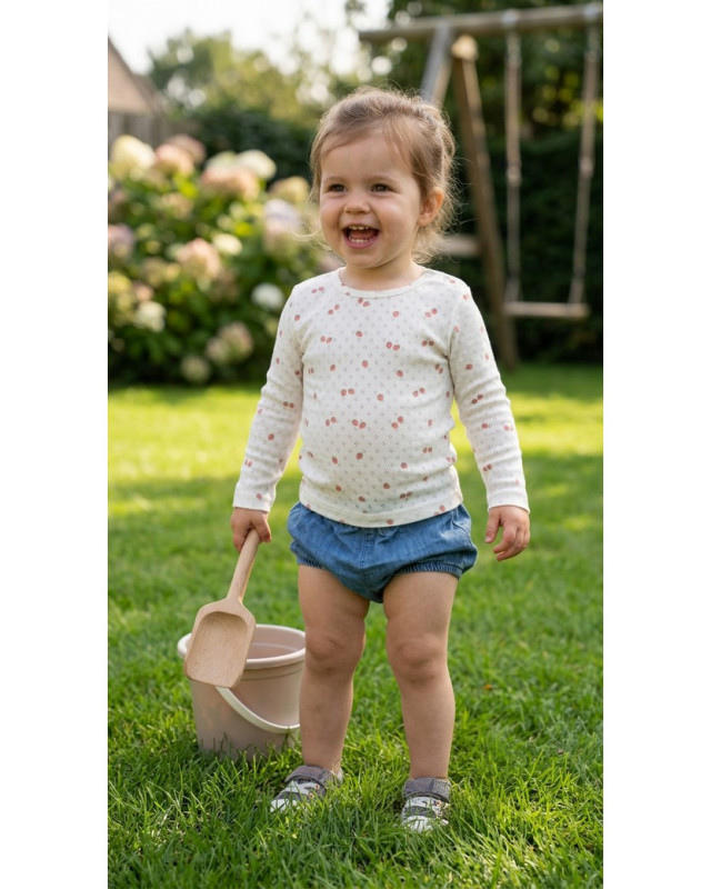 Jersey Maille Pointelle Motif Fraises - Mercerine