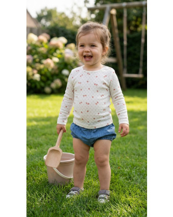 Jersey Maille Pointelle Motif Fraises - Mercerine