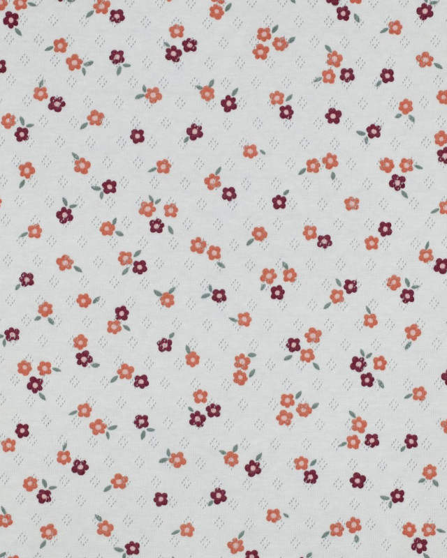 Jersey Maille Pointelle Motif Fleuri - Mercerine