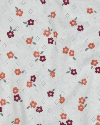 Jersey Maille Pointelle Motif Fleuri - Mercerine