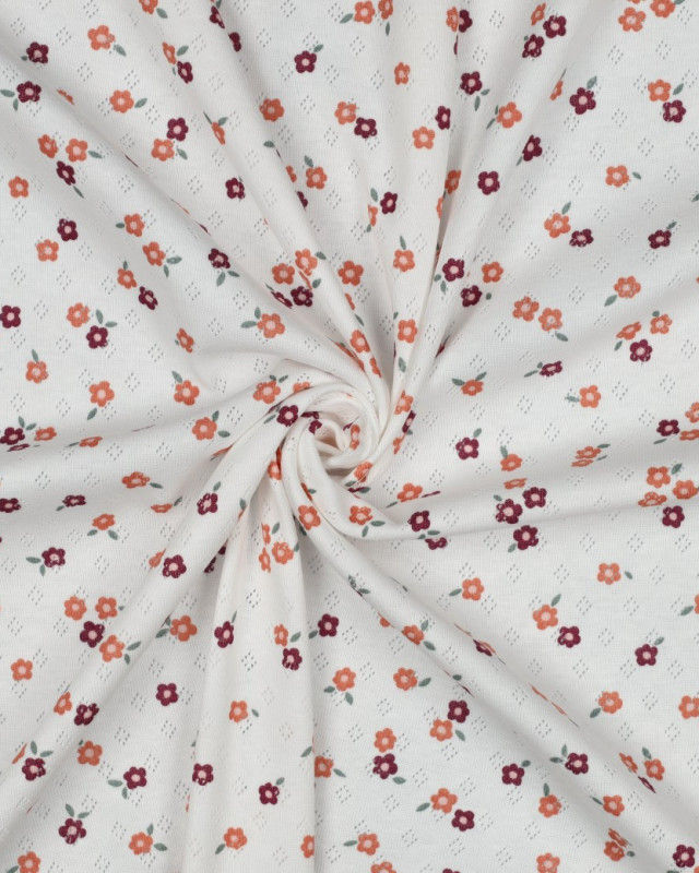 Jersey Maille Pointelle Motif Fleuri - Mercerine