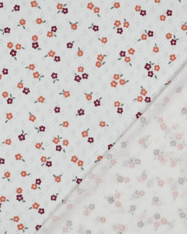 Jersey Maille Pointelle Motif Fleuri - Mercerine