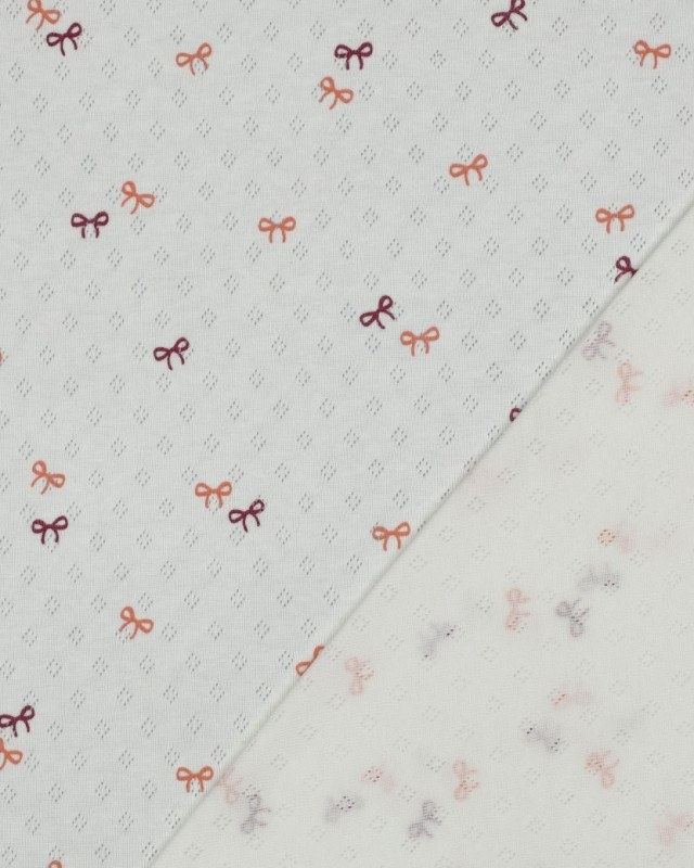 Jersey Maille Pointelle Motif Petits Nœuds - Mercerine