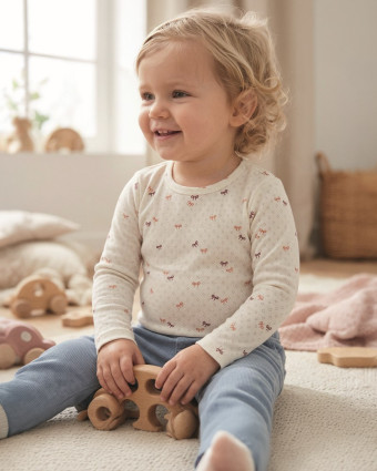 Jersey Maille Pointelle Motif Petits Nœuds - Mercerine