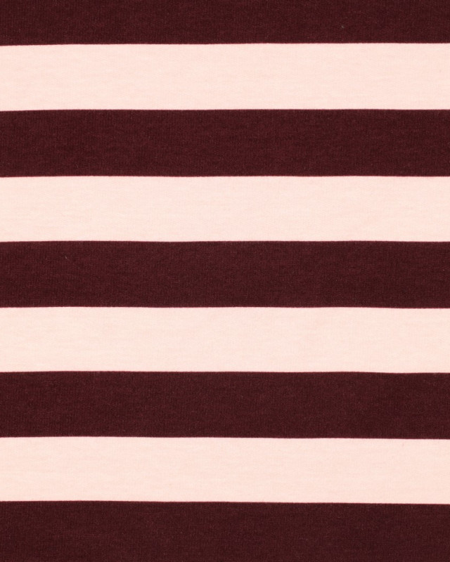 Tissu Sweat à Rayures Roses et Bordeaux - Mercerine
