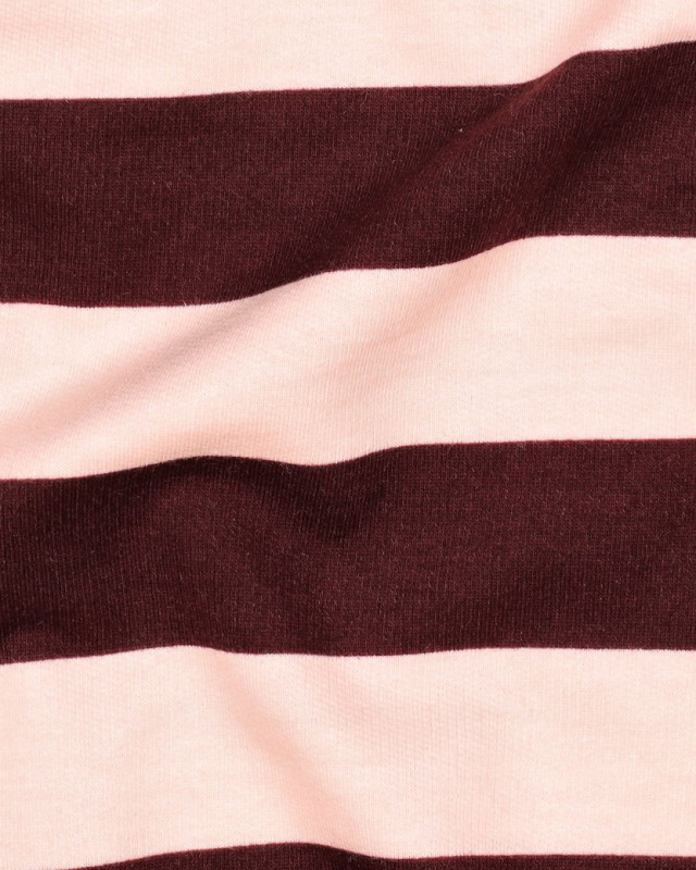 Tissu Sweat à Rayures Roses et Bordeaux - Mercerine