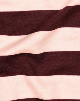 Tissu Sweat à Rayures Roses et Bordeaux - Mercerine
