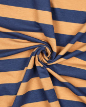 Tissu Sweat à Rayures Bleu et Camel