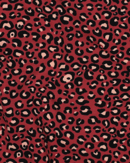 Jersey French Terry Vieux Rose Motif Léopard - Mercerine