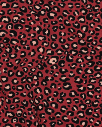 Jersey French Terry Vieux Rose Motif Léopard - Mercerine