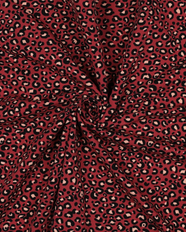 Jersey French Terry Vieux Rose Motif Léopard - Mercerine