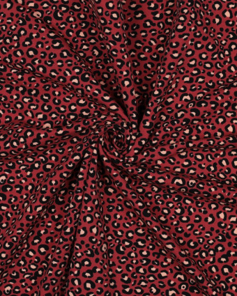 Jersey French Terry Vieux Rose Motif Léopard - Mercerine