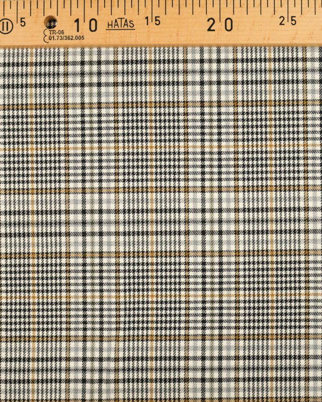  Tissu écossais noir moutarde - 10cm -  Mercerine
