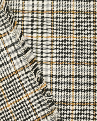  Tissu écossais noir moutarde - 10cm -  Mercerine