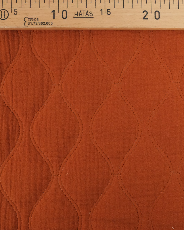 Tissu Double Gaze Matelassée Ivy Terracotta  - Mercerine