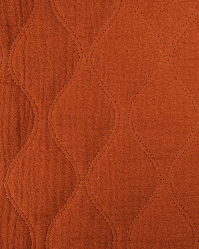 Tissu Double Gaze Matelassée Ivy Terracotta  - Mercerine