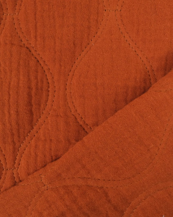 Tissu Double Gaze Matelassée Ivy Terracotta  - Mercerine