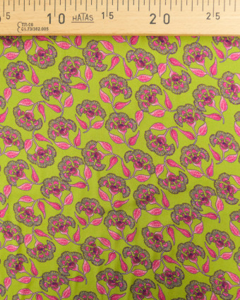 Viscose Indienne Vert et Rose - Mercerine