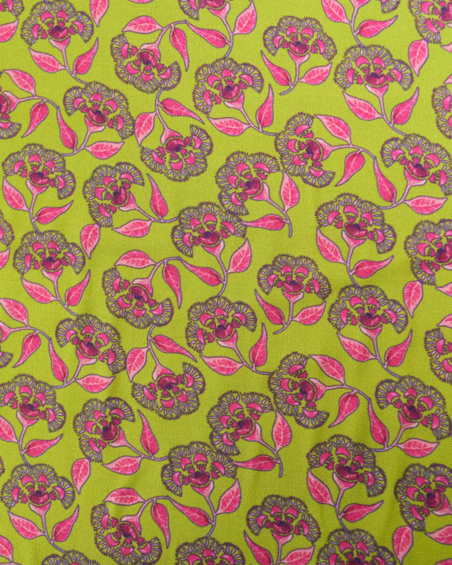 Viscose Indienne Vert et Rose - Mercerine
