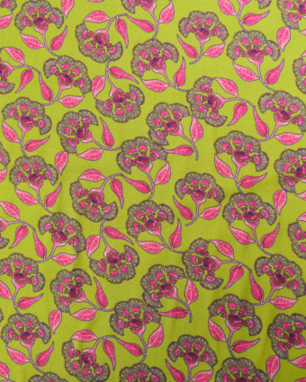 Viscose Indienne Vert et Rose - Mercerine