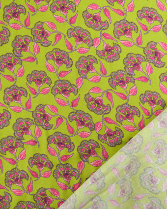 Viscose Indienne Vert et Rose - Mercerine