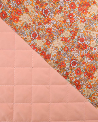 Tissu Matelassé Double Face Champêtre Orange Pêche  - Mercerine